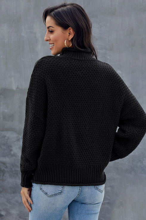 Oversized Chunky Batwing Long Sleeve Turtleneck Sweater